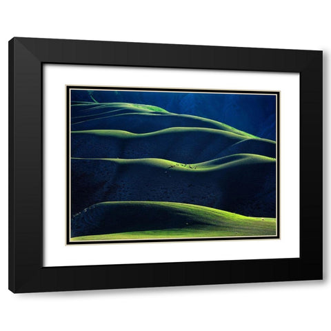 Rhythm Black Modern Wood Framed Art Print with Double Matting by Chen, Adam
