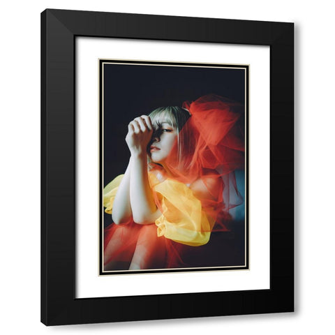 Goldfish Black Modern Wood Framed Art Print with Double Matting by H112O1