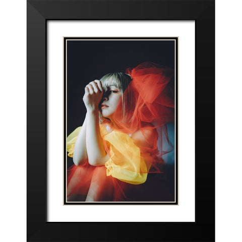 Goldfish Black Modern Wood Framed Art Print with Double Matting by H112O1