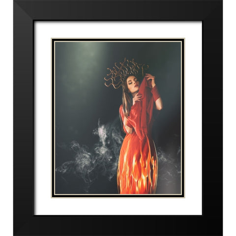 Medusa Black Modern Wood Framed Art Print with Double Matting by Ulfig Arps, Sandra