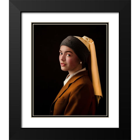 meisje met de parel Black Modern Wood Framed Art Print with Double Matting by Allmaier, Michael
