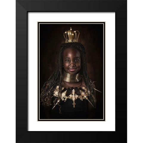 Golden Girl Black Modern Wood Framed Art Print with Double Matting by Kayen-Mouthaan, Carola