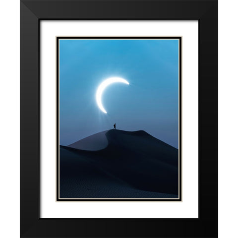 Fascinating view of the solar eclipse Black Modern Wood Framed Art Print with Double Matting by Aldaie, Ahmed