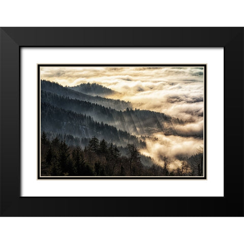 Sunset above the clouds Black Modern Wood Framed Art Print with Double Matting by Leinemann, Ulrike