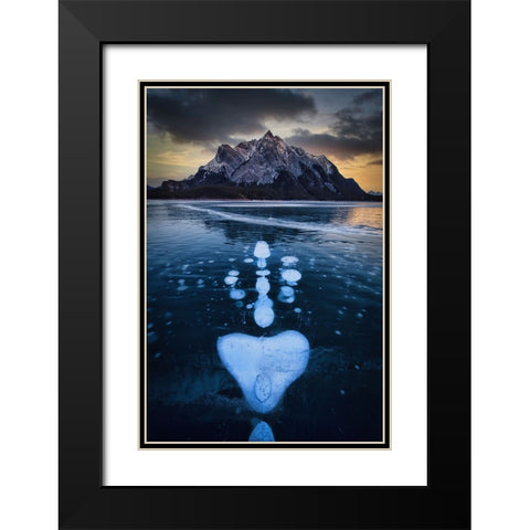Symmetry Of Icelake Black Modern Wood Framed Art Print with Double Matting by Zheng, Michael