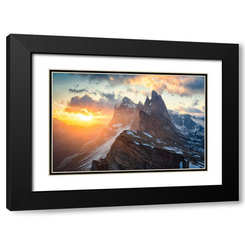 Sunrise at Seceda Black Modern Wood Framed Art Print with Double Matting by Zheng, Michael