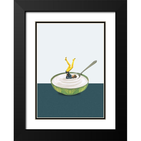 Yoga in my yogurt Black Modern Wood Framed Art Print with Double Matting by Leon, Maarten