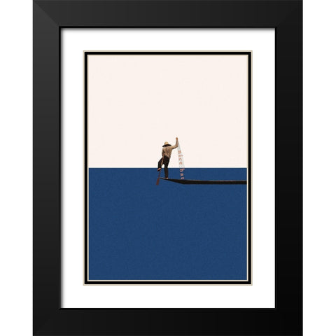 Fishing for compliments Black Modern Wood Framed Art Print with Double Matting by Leon, Maarten