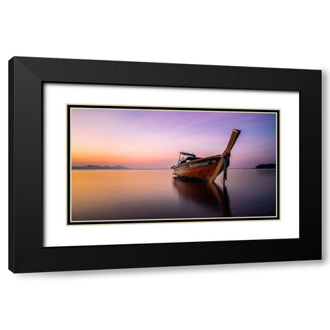 Low tide Black Modern Wood Framed Art Print with Double Matting by Saulius