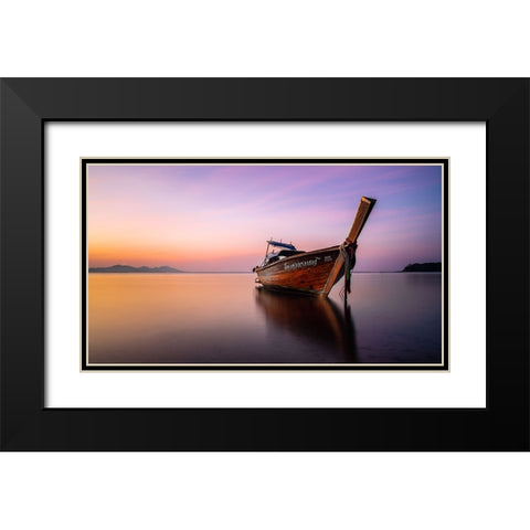 Low tide Black Modern Wood Framed Art Print with Double Matting by Saulius