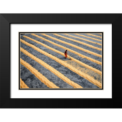 Line work Black Modern Wood Framed Art Print with Double Matting by Das, Avishek