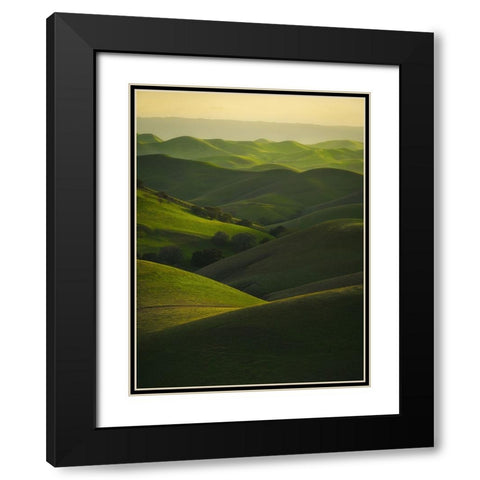 Rolling Hills Black Modern Wood Framed Art Print with Double Matting by Chengming