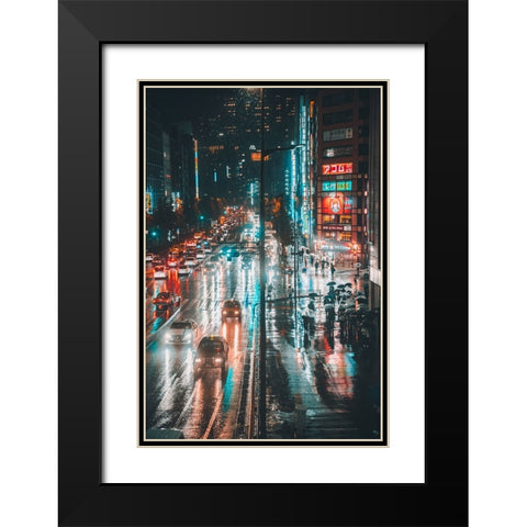 On the street Black Modern Wood Framed Art Print with Double Matting by Daichi, Murakyami