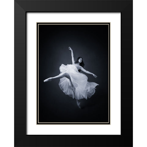 Flying Dance Black Modern Wood Framed Art Print with Double Matting by Meng, Mia