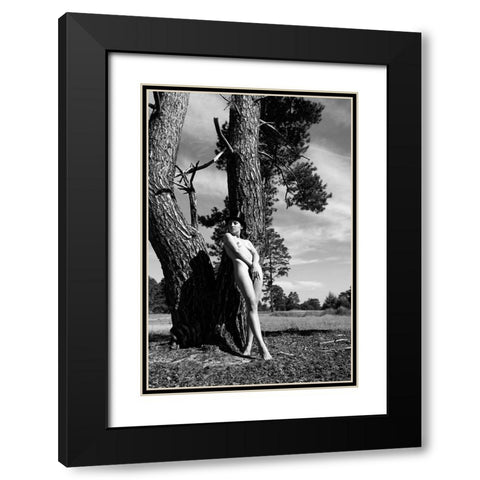 With Hat Black Modern Wood Framed Art Print with Double Matting by Blasko, Jan
