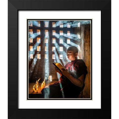 The Magical Light Black Modern Wood Framed Art Print with Double Matting by Bakle, Mahendra