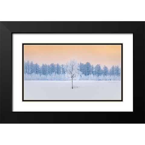 Guardian of the Angel Forest Black Modern Wood Framed Art Print with Double Matting by Sono, Hidenori