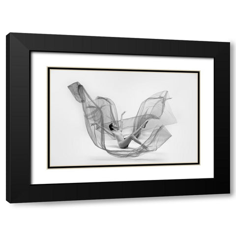 Ballerina Inside the cloth Black Modern Wood Framed Art Print with Double Matting by Suhardjo, Lisdiyanto