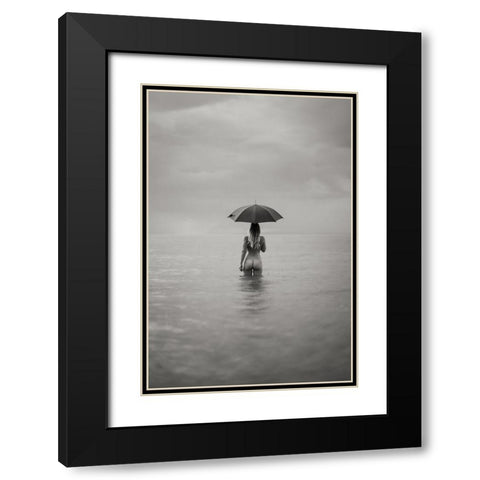 The Woman In The Lake Black Modern Wood Framed Art Print with Double Matting by Graf, James