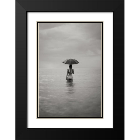 The Woman In The Lake Black Modern Wood Framed Art Print with Double Matting by Graf, James