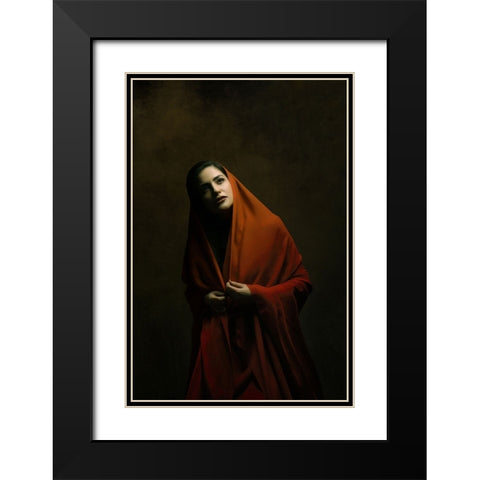 Persian Girl Black Modern Wood Framed Art Print with Double Matting by Hasheminasab, Moein