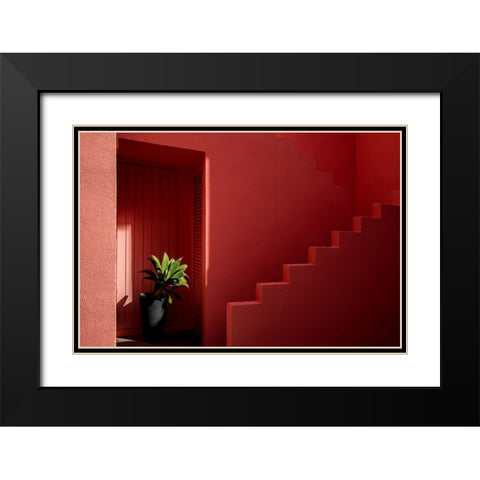 Muralla Roja #6 Black Modern Wood Framed Art Print with Double Matting by Wride, Linda