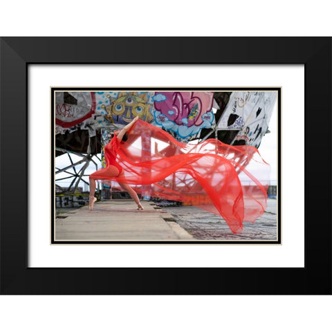 The Woman In The Storm Black Modern Wood Framed Art Print with Double Matting by Graf, James