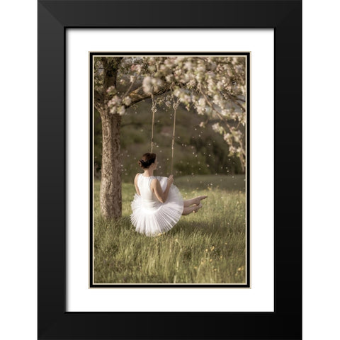 Cherry Tree Swing Black Modern Wood Framed Art Print with Double Matting by Graf, James