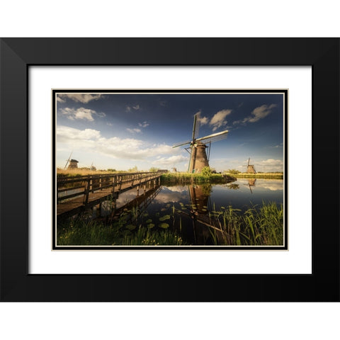 Postcards from Kinderdijk Black Modern Wood Framed Art Print with Double Matting by Alvaro, Alberto