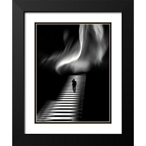 accanemm Black Modern Wood Framed Art Print with Double Matting by Lammakmak