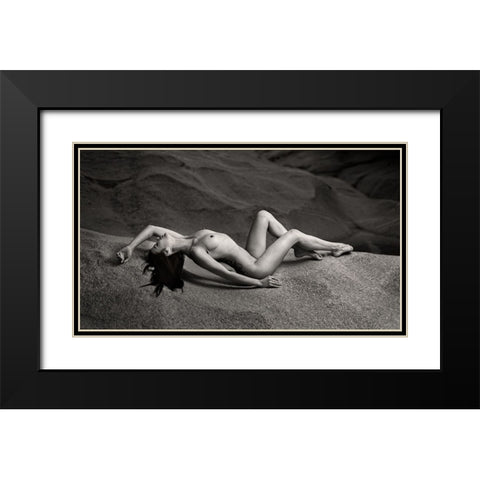 Nude On The Rock Black Modern Wood Framed Art Print with Double Matting by Gil Raga, Joan