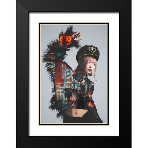 Living with the night Black Modern Wood Framed Art Print with Double Matting by Daichi, Murakyami