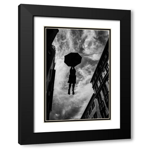 Hanging in there Black Modern Wood Framed Art Print with Double Matting by Roos, Wille