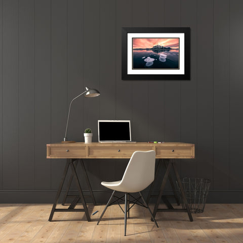 bubble lake Black Modern Wood Framed Art Print with Double Matting by Sun, Yimei