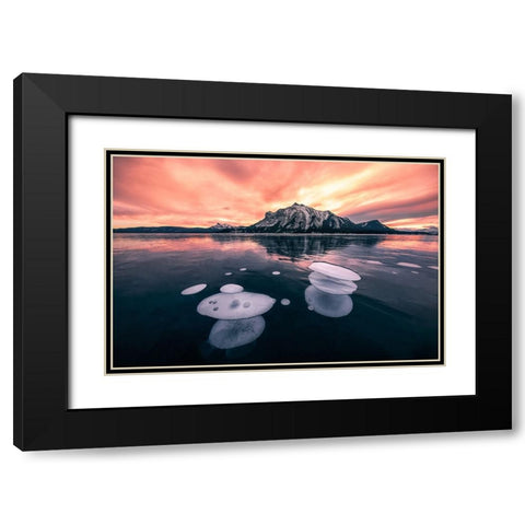 bubble lake Black Modern Wood Framed Art Print with Double Matting by Sun, Yimei