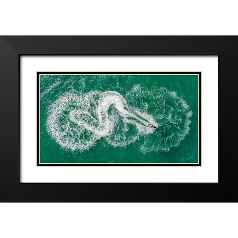Swirling Black Modern Wood Framed Art Print with Double Matting by Meirovich, Ido