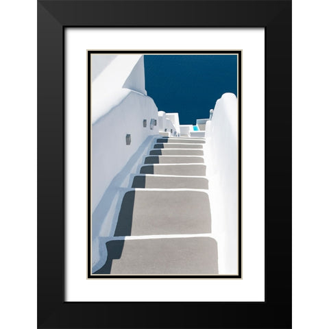 Steps To Pool And Sea Black Modern Wood Framed Art Print with Double Matting by Wride, Linda