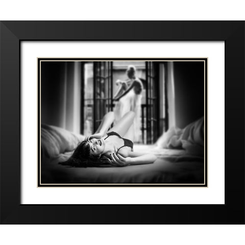 Playing Time Black Modern Wood Framed Art Print with Double Matting by Punyet Miro, Carles