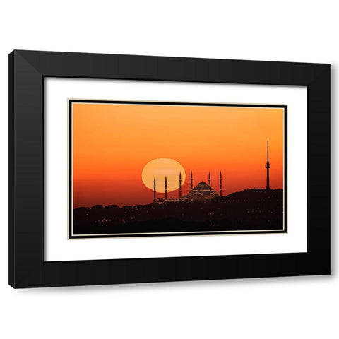 Sunrise In Istanbul Black Modern Wood Framed Art Print with Double Matting by Jin, Jie