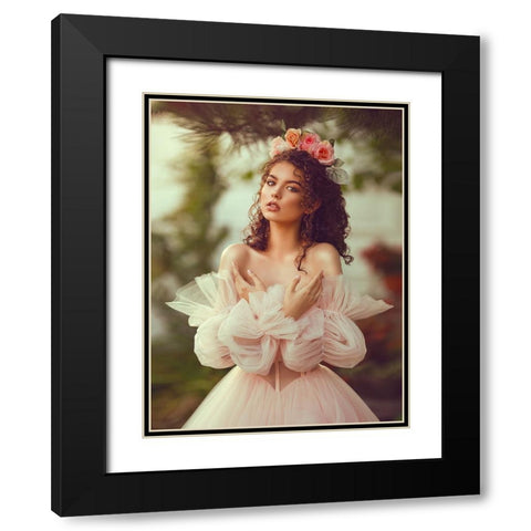 Spring Black Modern Wood Framed Art Print with Double Matting by Fedur, Adalia