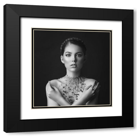 Jewels Black Modern Wood Framed Art Print with Double Matting by Fedur, Adalia