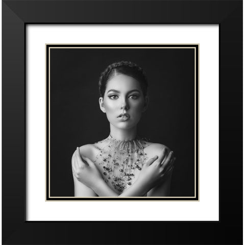 Jewels Black Modern Wood Framed Art Print with Double Matting by Fedur, Adalia