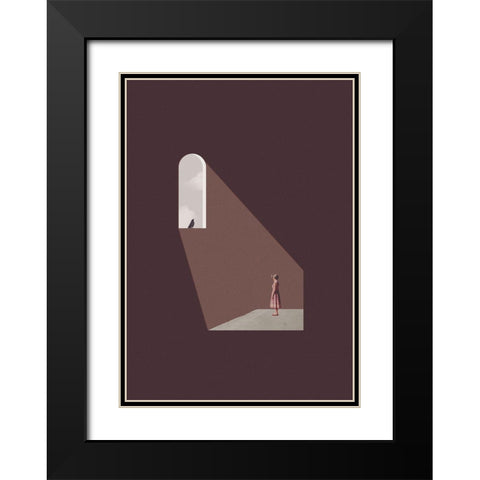 Enlighten me Black Modern Wood Framed Art Print with Double Matting by Leon, Maarten