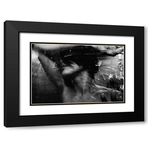 Girl Black Modern Wood Framed Art Print with Double Matting by Ishikura, Takaaki