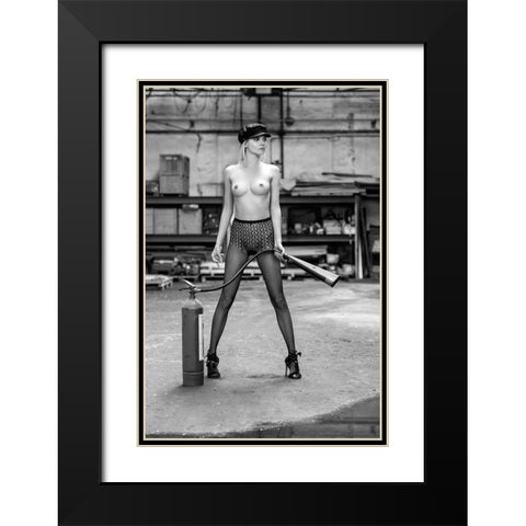 Lingerie Black Modern Wood Framed Art Print with Double Matting by Blasko, Jan