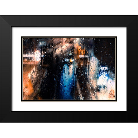 Rain Drops Black Modern Wood Framed Art Print with Double Matting by Nishishimamoto, Gen