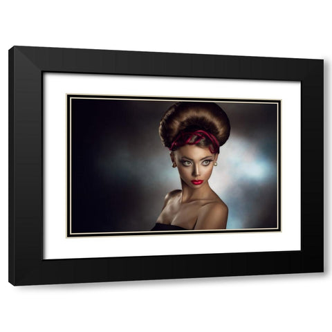 Anita 7 Black Modern Wood Framed Art Print with Double Matting by Tambe, Peppe