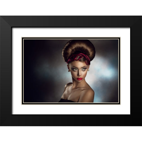 Anita 7 Black Modern Wood Framed Art Print with Double Matting by Tambe, Peppe