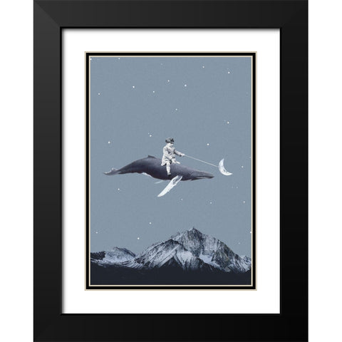 Aim for the moon Black Modern Wood Framed Art Print with Double Matting by Leon, Maarten
