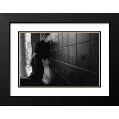 Afternoon Girl Black Modern Wood Framed Art Print with Double Matting by Ishikura, Takaaki
